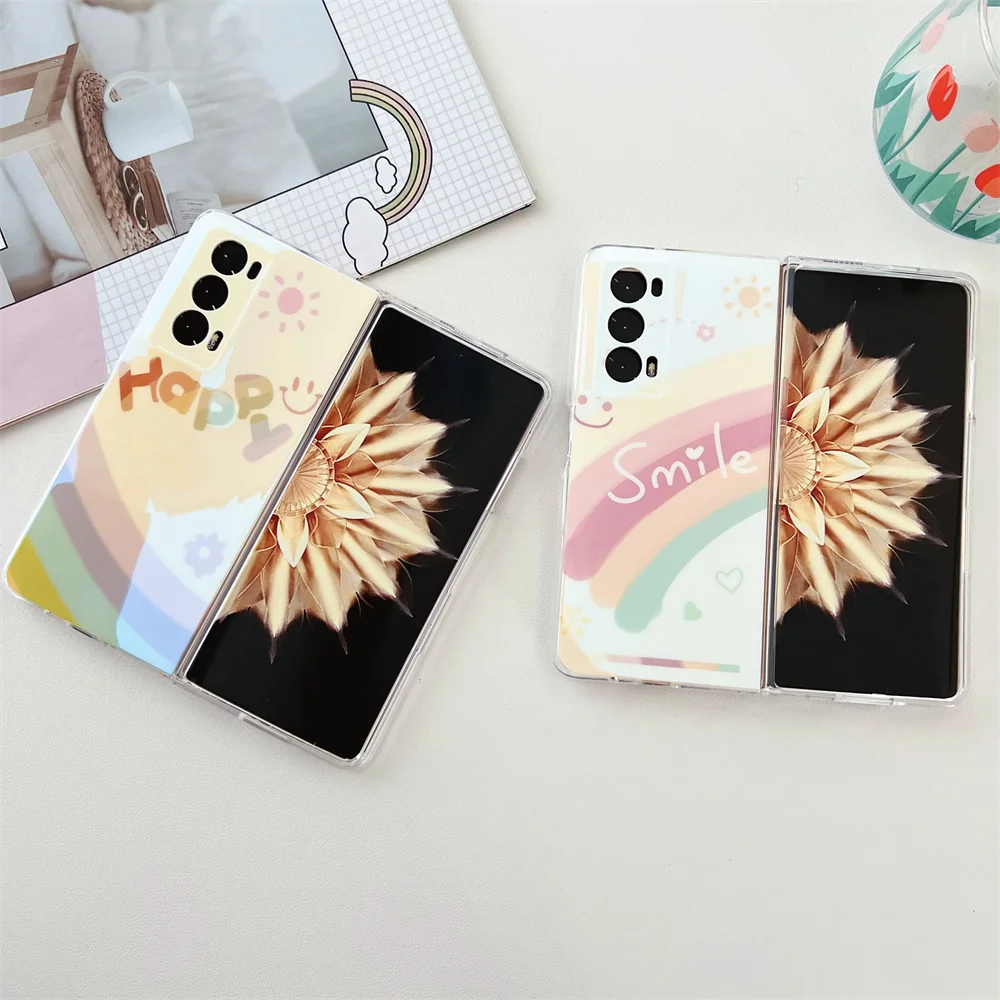 

Blue-ray Rainbow Phone Case For Honor Magic V2 PC Hard Shell Protective Cover