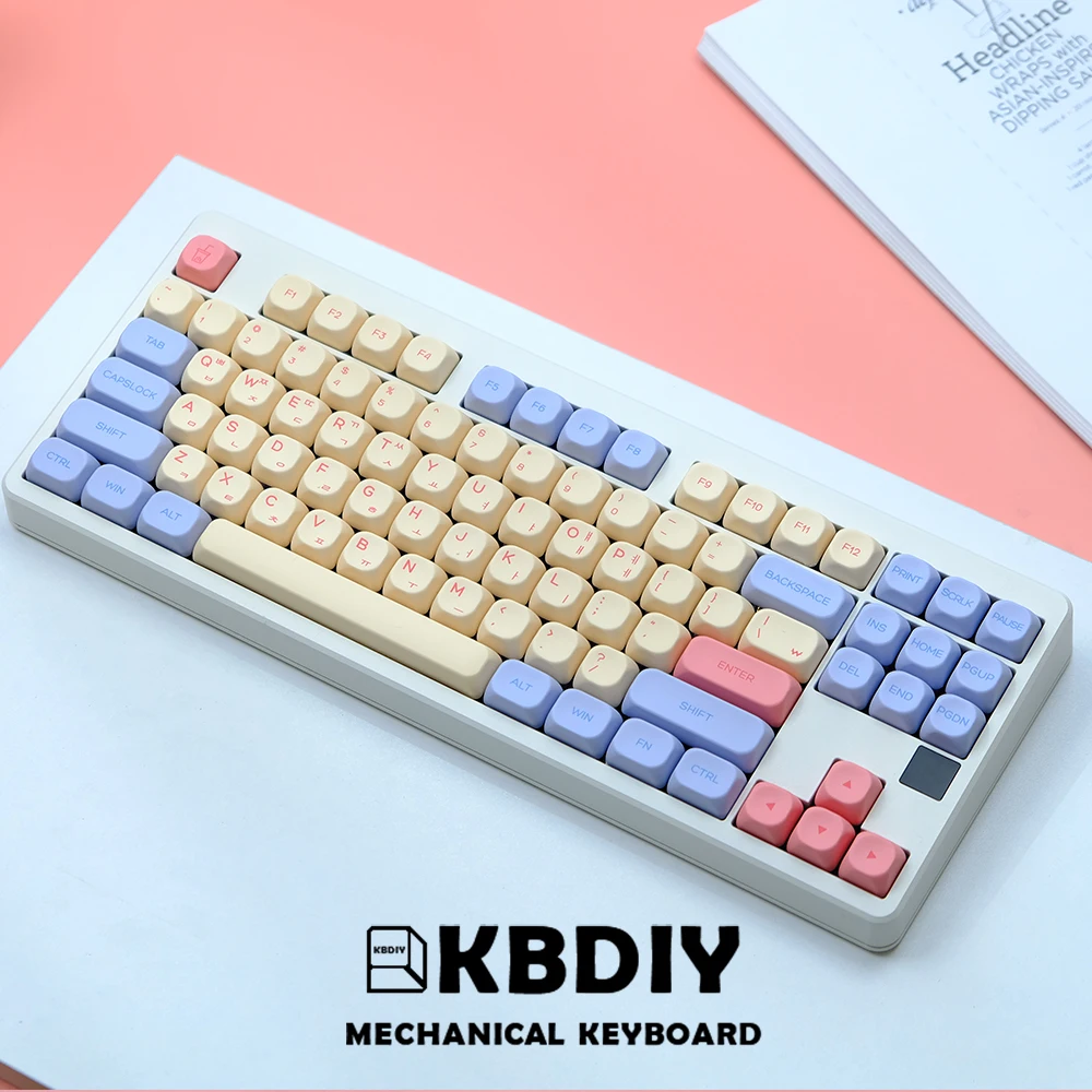 KBDiy-Keycaps coreano Set para teclado mecânico, Marshmallow