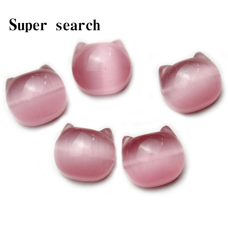 

Pink Cat Eye Stone Cat Head Cat Loose Beads DIY Handmade Bracelet with Beads Simple and Cute Crystal Beads