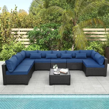9-Piece Wicker Sectional Set 1