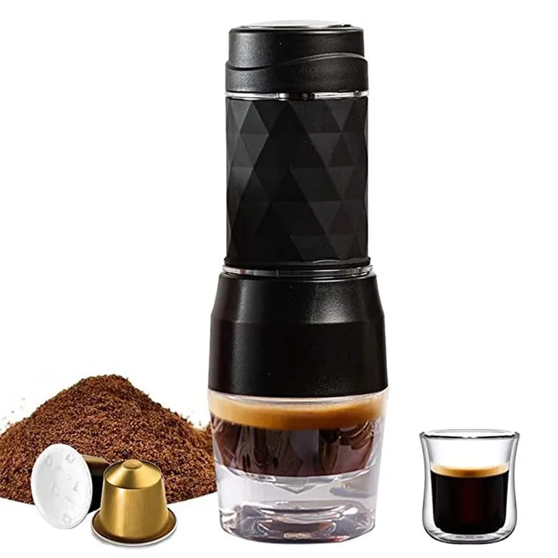 Cafelffe 3 In1 Portable Coffee Machine Hot/Cold Water Manual Espresso Maker For Capsule & Ground Hand Press Brewer hiking Travel 6