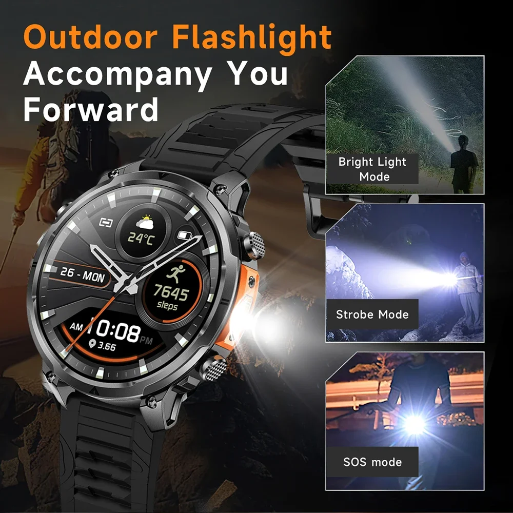 Luxury Military GPS Men Smartwatch Wrist Fitness Clock BT Call 1ATM Waterproof Sports Smart Watches for Android IOS Phones 2026