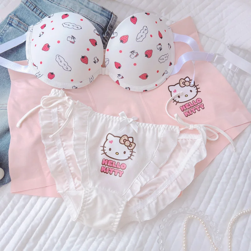 Sanrio Anime Hello Kitty Underwear Bra Suit Kawaii Cartoon