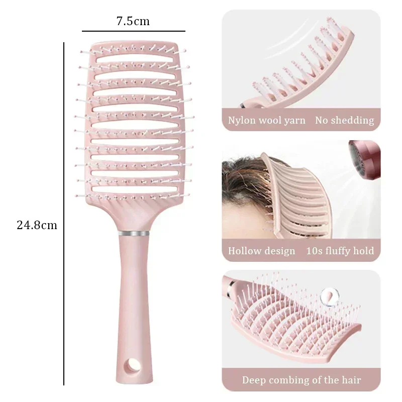 부드러운 쿠션 헤어 브러쉬, 두피 마사지, 볼륨업 및 스무딩 효과, 모든 모발 타입에 적합