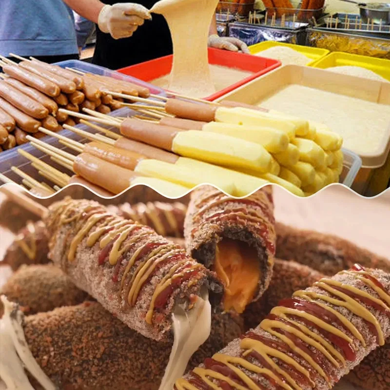 3KW Commercial Automatic Cheese Hot Dog Sticks Fryer Electric Korean Mozzarella Corn Dog Fryer Machine 21L Electric 3