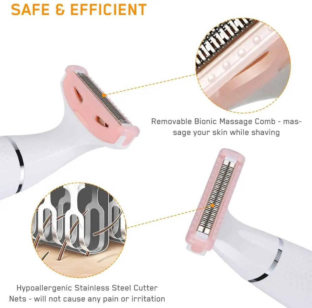 Women Shaver/Trimmer Rechargeable Pubic Hair Trimmer for Arms Legs Underarms Bikini Area, Wet & Dry Painless 3
