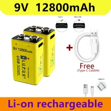  2023 9V 12800mAh Li-ion Battery Micro USB Batteries 9V Lithium For Multimeter Microphone Toy Remote Control KTV Use 