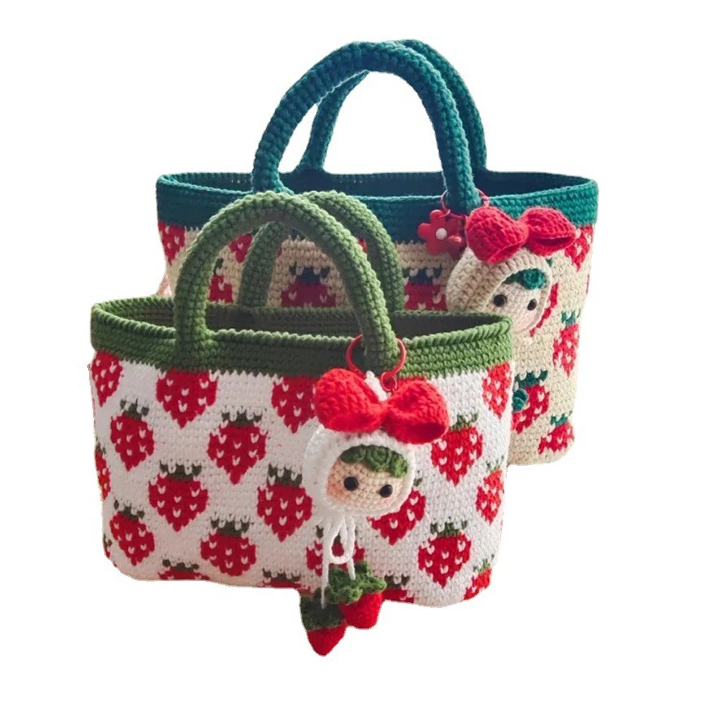 Crochet kit Strawberry bag Crocheting DIY trapeze wave handbag set handmade knitting shoulder bag material beginner