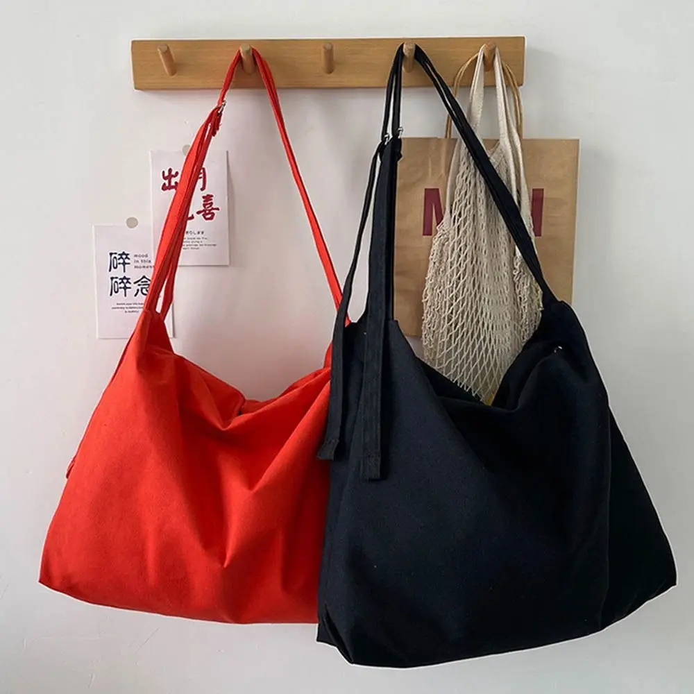 

Canvas Tote Bag Underarm Women's Bag Solid Color Large Capacity Canvas Bag INS Reusable Shopping bag Student