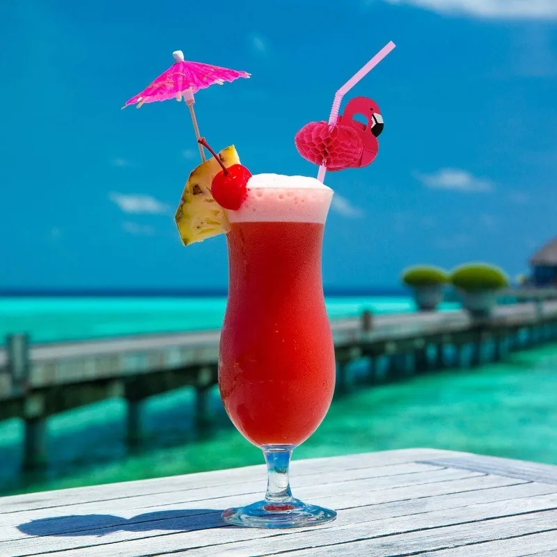 Tropical Party Drinking Straws 25pcs Flamingo Pineapple Straws Hawaiian Summer Pool Wedding Decoration Reusable Beach Supplies
