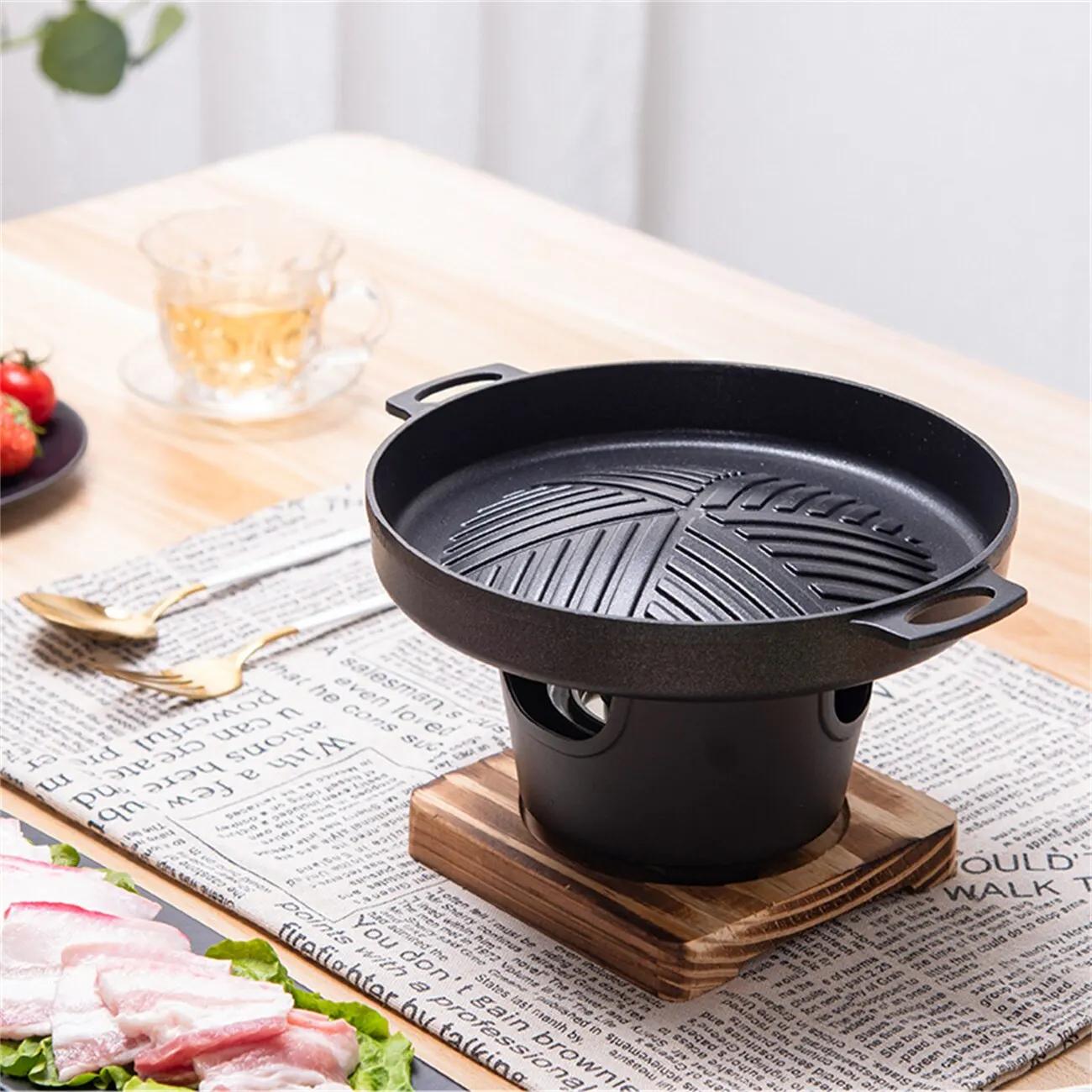 Barbecue Stove Barbecue Grill Mini BBQ Alcohol Stove Japanese One Person Cooking Oven Detachable Outdoor BBQ Plate Roasting Meat Tools