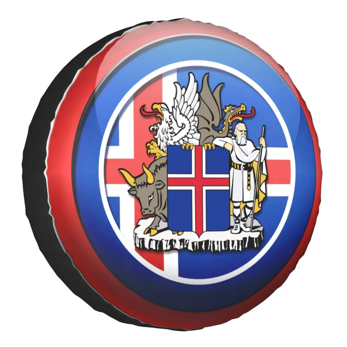 

Coat Of Arms Of Iceland Spare Tire Cover for Jeep RV SUV Trailer Icelander Flag Car Wheel Protector Covers 14" 15" 16" 17" Inch