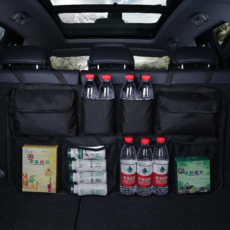 

Car Trunk Organizer Adjustable Backseat Storage Bag Net High Capacity Multi-use Oxford Automobile Seat Back Organizers Universal