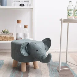 Taburete moderno de estilo europeo con personalidad creativa para niños, Animal, elefante, becerro, cachorro, sofá bajo para el hogar de madera maciza, zapatos de dibujos animados