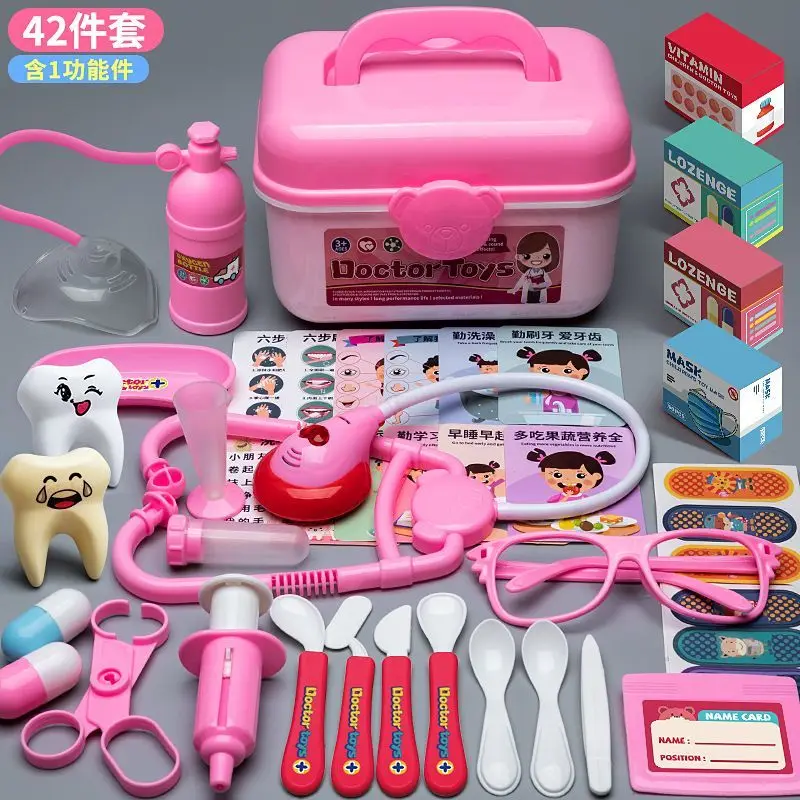 Kids Simulation Doctor Toy Set Tool Pretend Play Medical Box Trolley Box Girl Playing House Nurse Stethoscope Injection Children
