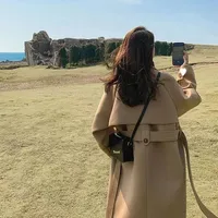 Women's Mid-Length Thickened Woolen Coat Hepburn Style Loose Fit Autumn Winter Fashion Korean Version Large Jacket