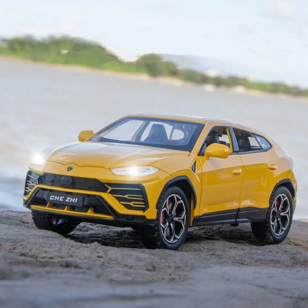 1:24 람보르기니 URUS SUV 합금 럭셔리카 로고 모델, 다이캐스트 금속 오프로드 차량 자동차 모델, 소리와 빛이 나는 어린이 장난감 선물, A501
