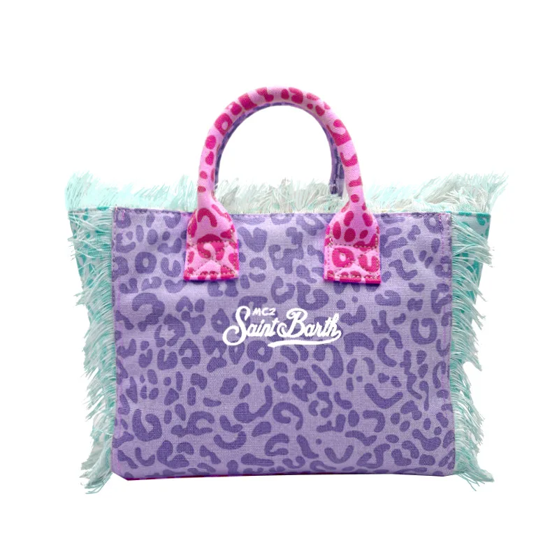 Leopard Print Women's Large Capacity Canvas Tassel Design Zippered Shoulder Bag Summer shoulder bag canvas shoulder bag