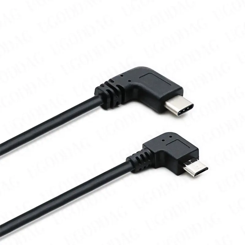 Digite c para Cabo Micro Usb 90 Graus Micro Pinos Macho para Usb c Macho Extensão para Macbook Pro Laptop e Android - Imagem 3