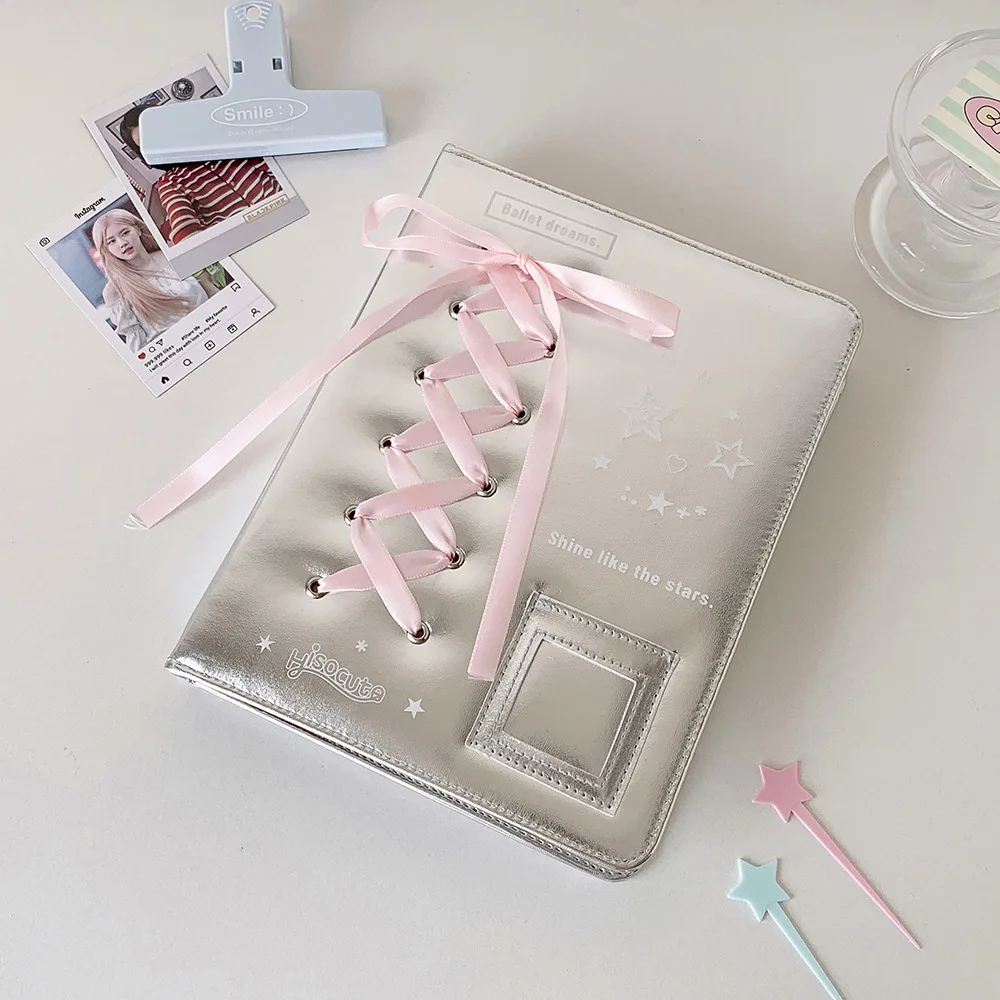 Elegant Ballet Bow Silver DIY Binder Photocard Album and Stationery Cover