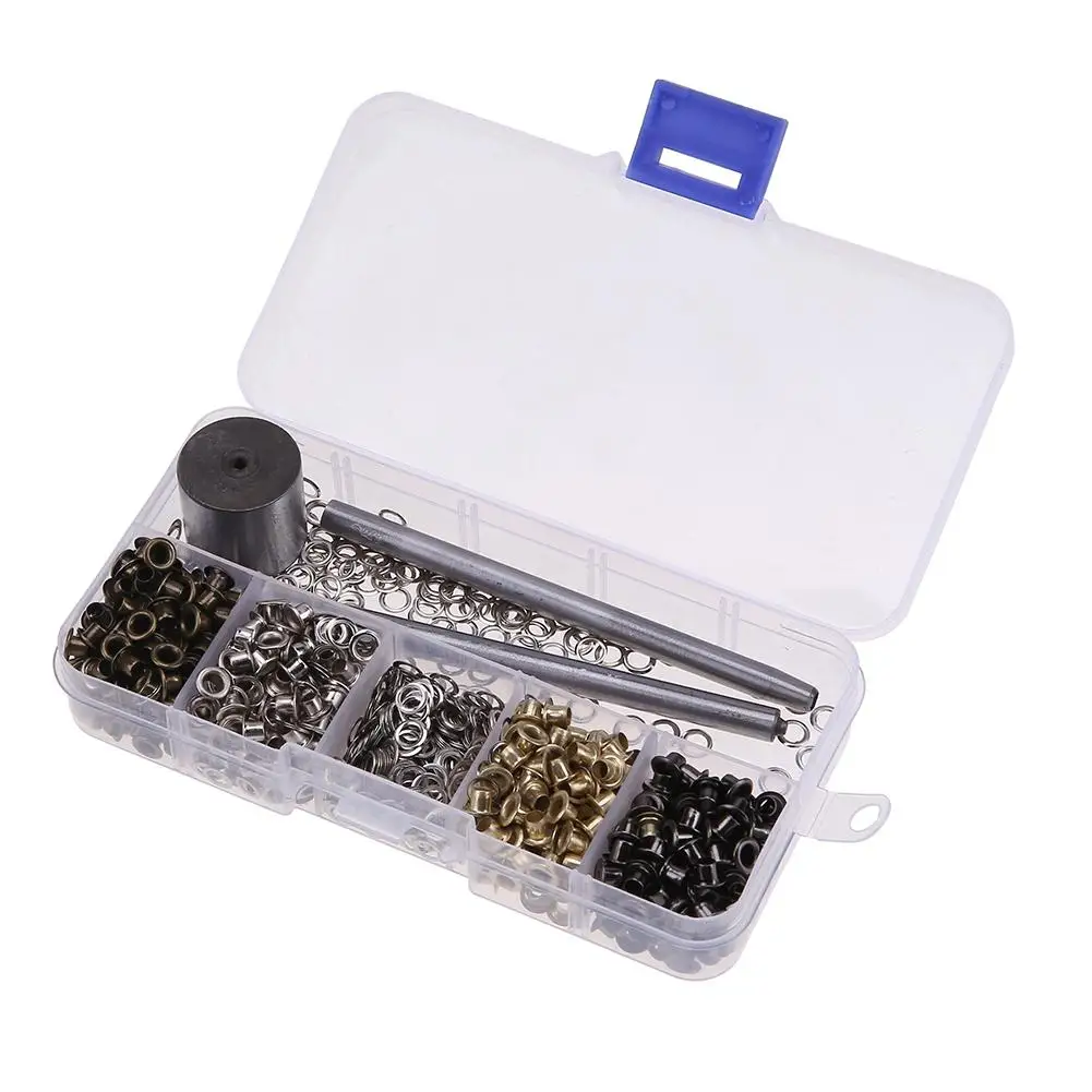 Eyelet Grommet Ring Kit 3/5mm Metal Eyelet Set Leather Craft Repair Grommet Round Eye Rings DIY With Hand Knocking Tools