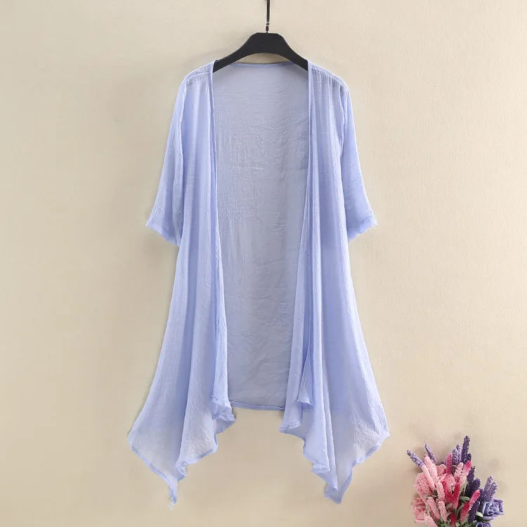 

Casual Vacation Style New Women Blouse Solid Tassel Mid-length Short-sleeved Shirts Stylish Women Thin Cardigan S-5XL