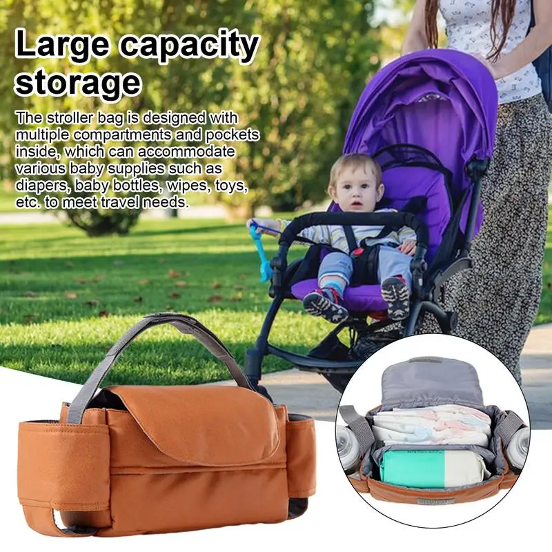 Saco de fraldas para carrinho, Correias antiderrapantes, Suprimentos de enfermagem ao ar livre para fraldas, Água, Compartmentado