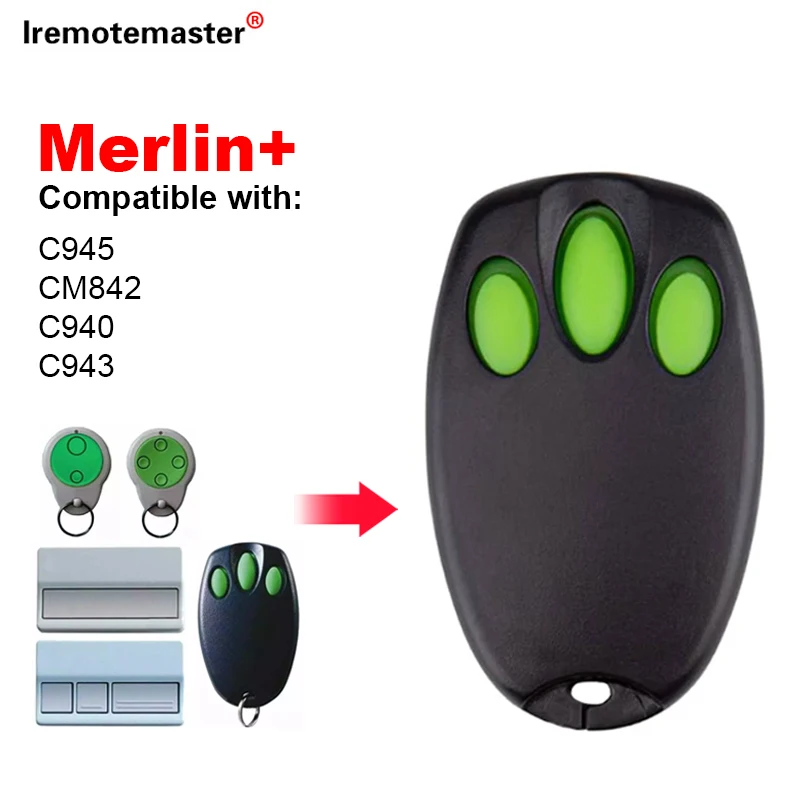 For MERLIN+C945 CM842 C940 C943 CM844 CM128 HE60 MGA600 MT60 MT800 Garage Door Remote Control 433.92MHz Command Transmitter 4