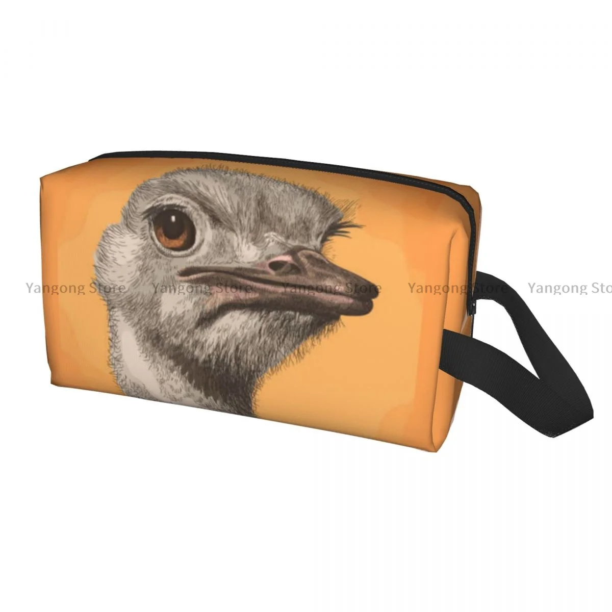 Дорожная косметичка Ostrich Head In Retro Slyle с ручкой, портативная большая косметичка, сумка для туалетных принадлежностей Дорожная косметичка Ostrich Head In Retro Slyle с ручкой, портативная большая косметичка, сумка для туалетных принадлежностей