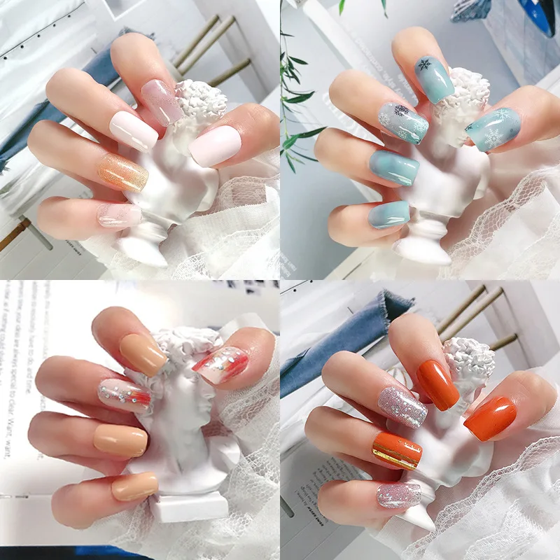 20tip Semi Cured Gel Nails Art Sliders Manicure UV LED Lamp Semi Cured Gel Design Nail Decals Waterproof Nail Sticker Decoration 3