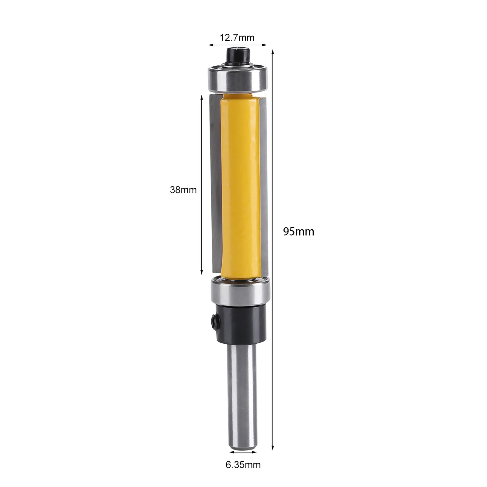 Flush Trim Router Bit 1‑1/2inch H * 1/4inch Shank with Top and Bottom Bearing Woodworking Tool Straight flush trim router bit
