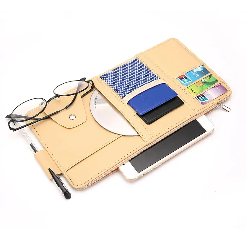 Car Accessories Car Visor Storage Bag PU Leather Universal