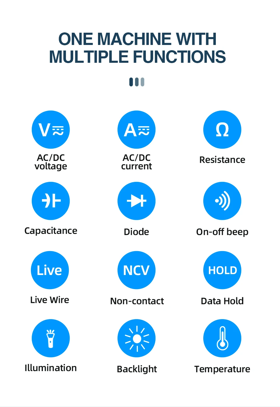 Description Picture 3 of itemMestek DC AC Current Clamp Meter 600A Amperimetric Clamp Digital Multimeters Current Clamp Temperature Tools LCD Digital Clamp