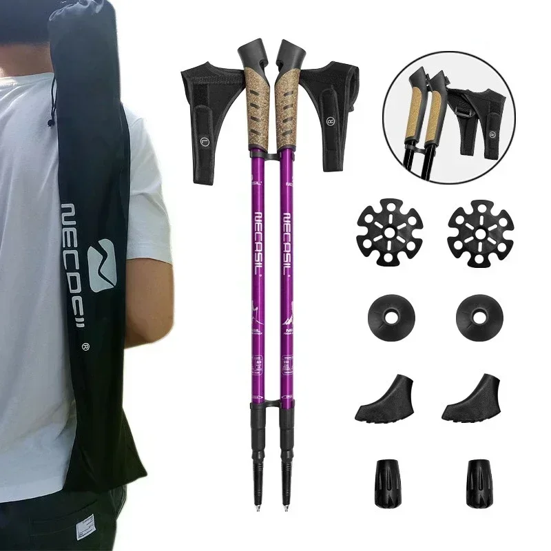 Internal Lock G30 Anti Shock Trekking Poles Nordic Walking Cane Aluminum Telescopic Camping Hiking Poles Crutches 6