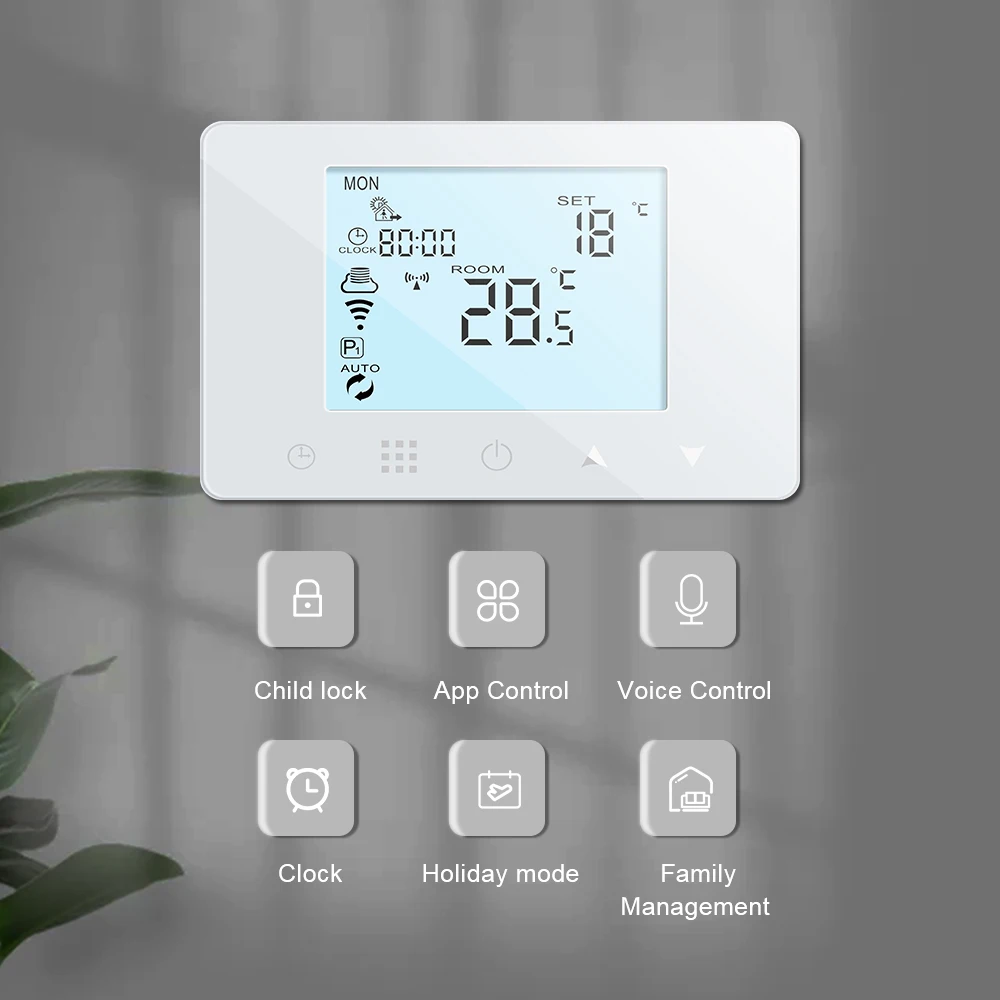 Termostato inteligente, termostato WiFi para colgar en la pared, con  control de voz aplicable, panel de control programable para calefacción de
