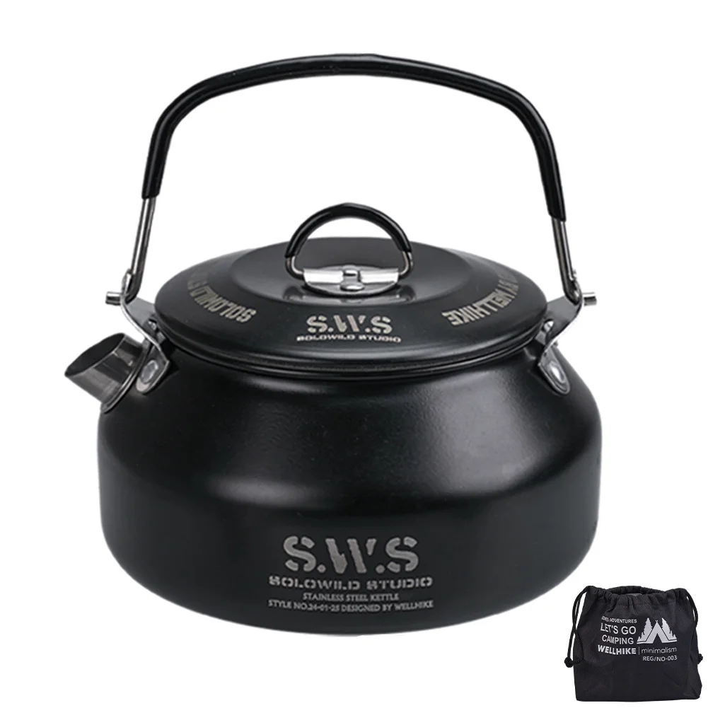 غلاية محمولة للتنزه بسعة 0.8 لتر مع مقبض خفيف الوز...