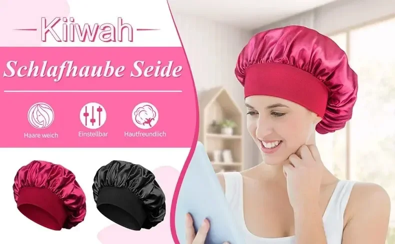 大きなサテンボンネットシルクヘアラップ睡眠用スリープキャップ