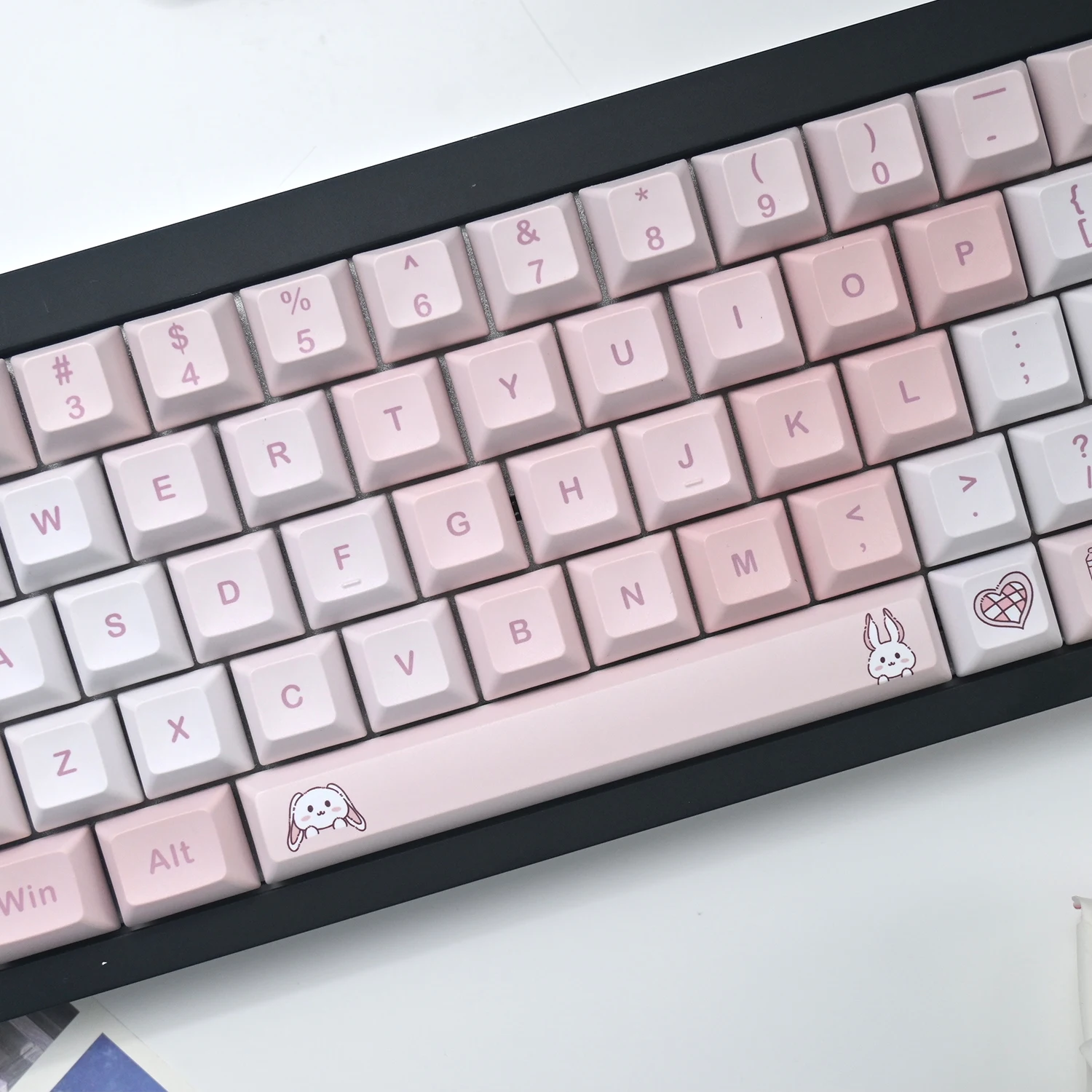 Sweet Rabbit Theme Pbt Keycap Perfil Kca 140 Teclas Lados Estilo Rosa Subbed Apto para Teclado Mecânico e Óptico para Jogos - Imagem 3
