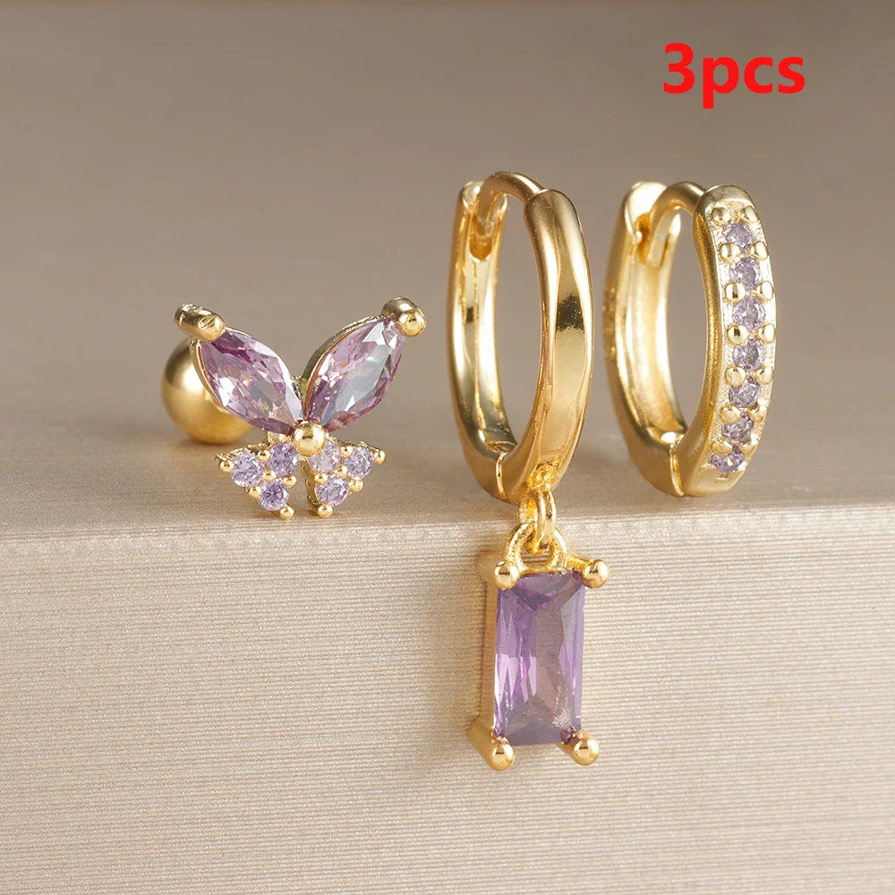 Elegant Rose Red Zircon Earrings