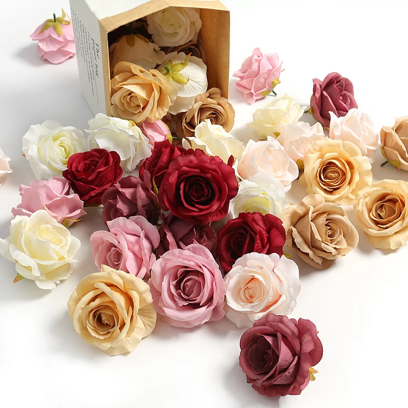 Lansdowns 10 fiori artificiali per bambini, fiori finti al tatto, piante in seta per decorazione della casa, composizioni floreali per interni, centrotavola, festival, feste, colore: rosso