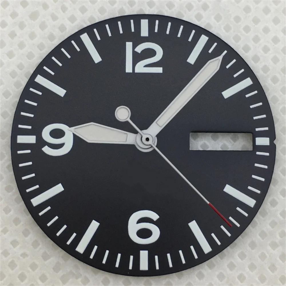 29mm Black and White Full Luminous Dial with Green Luminescence