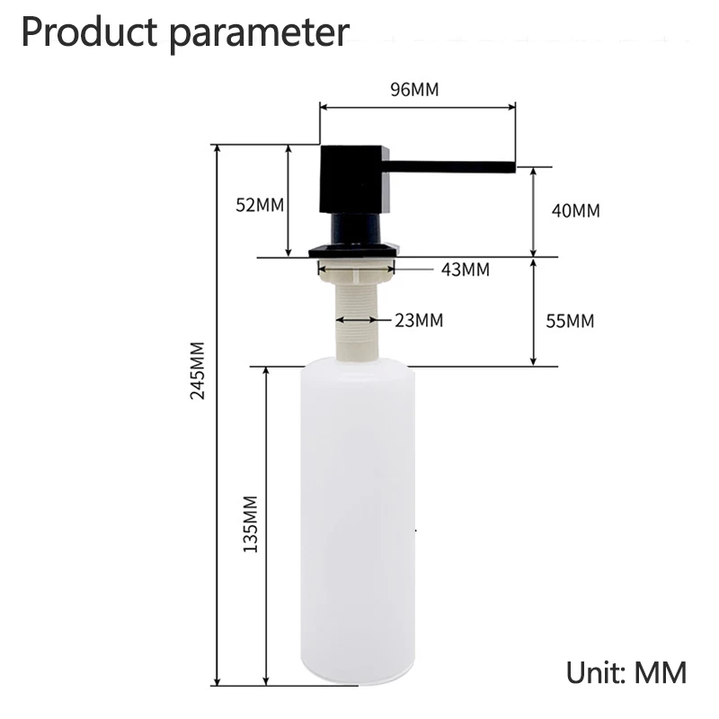 Square Stainless Steel Pump Head Large Capacity 500ml Kitchen Brushed Nickel Soap Dispenser Liquid Soap Dispenser Kitchen sink 6