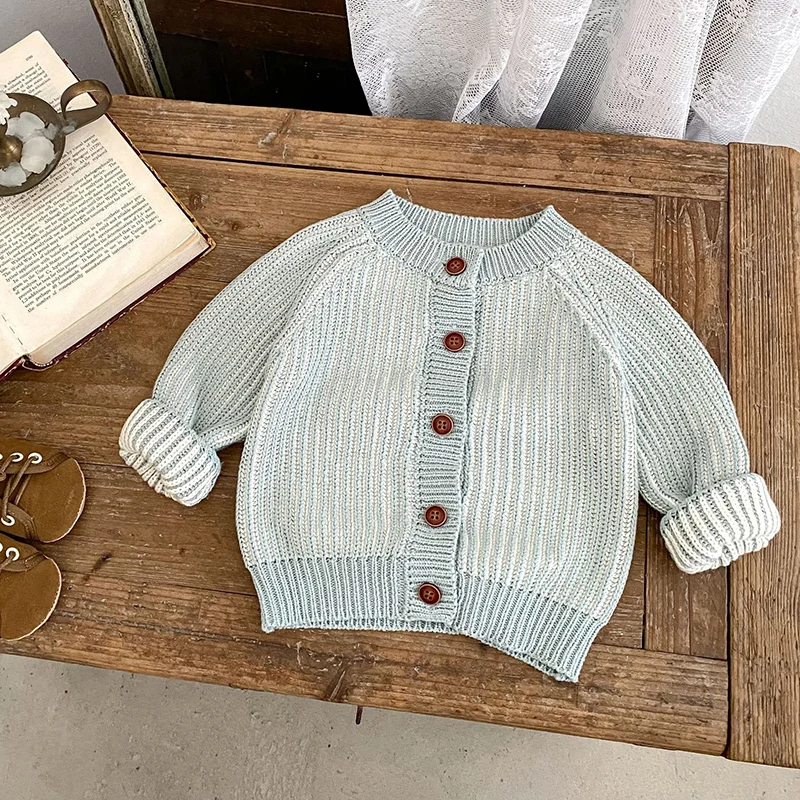 2026 새로운 봄 0-3세 어린이 옷   소녀 소년 니트 카디건 스웨터   소녀 소년..