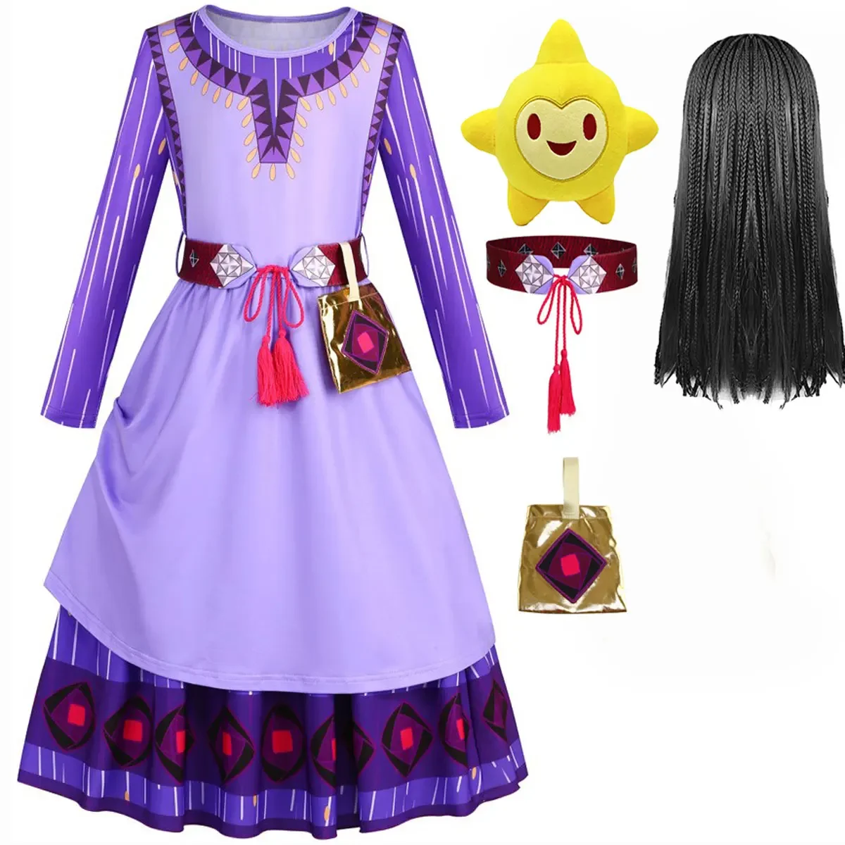 Disney Wish Asha Purple Dress Movie Cosplay Costume S XL XXL In Stock