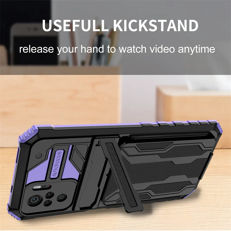 Luxury Shockproof Armor Case with Card Slot and Kickstand