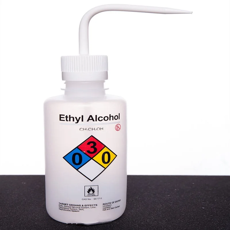 Plastic washing bottles with security label, Capacity 500mL, Low-Density Polyethylene, P45