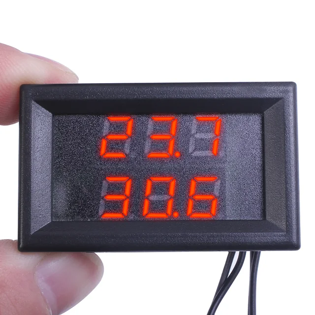 DC 4V-28V Mini Dual Display LED Digital Temperature Controller Temperature Sensor Thermometer Tester Control + NTC Metal Probe 2