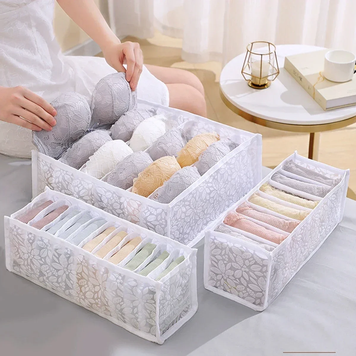Folding Storage Box for Bras, Socks & Panties, Dormitory and Bedroom use