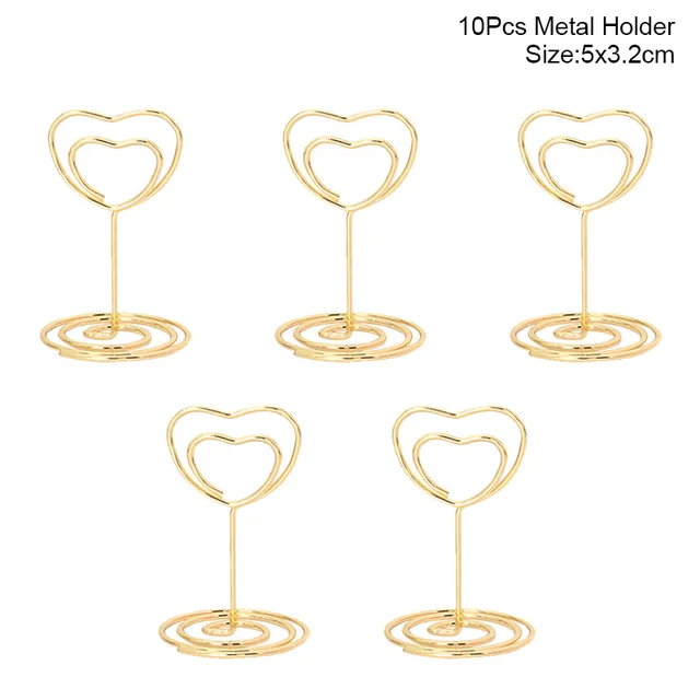 10pcs Natural Wooden Place Card Holders Stand Card Photo Clip Holder Rustic Wedding Decorations Party Table Number Name Sign 10pcs metal holder