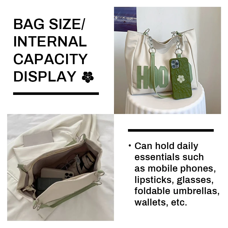 Soft Leather Large Capacity Tote Bag Designer Style Retro Single Shoulder Underarm Bag Leisure Minimalist Letter Handbag Woman